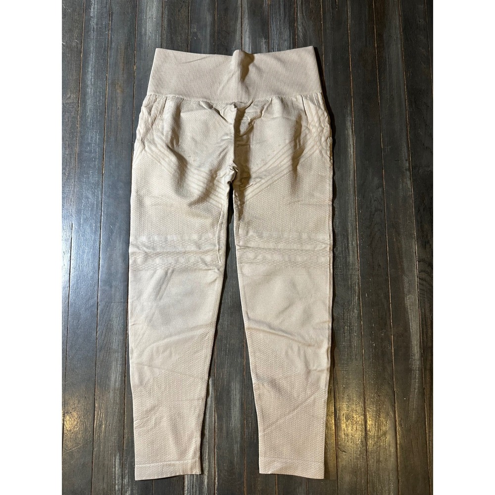 Seamless High Waisted Scrunch Butt Leggings Tan Textured Athletic Yoga Pant